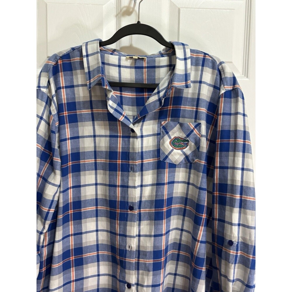 UG Apparel NCAA Florida Gators Shirt Button Up Long Sleeve Plaid Blue Orange  XL